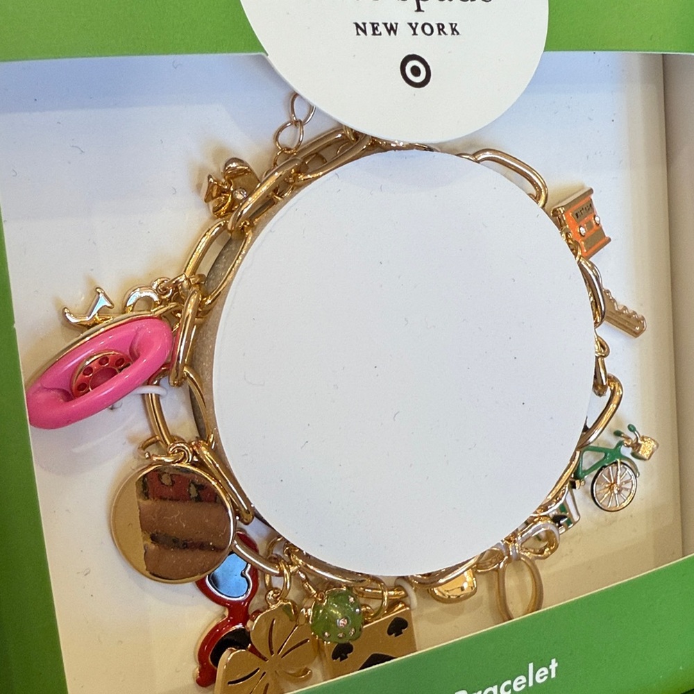 NEW KATE SPADE + TARGET CHARM BRACELET GOLD - Picture 2 of 2
